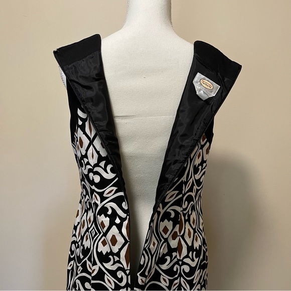 Talbots Stretch Sleeveless Patterned Dress - Black White Brown - Picture 6 of 12